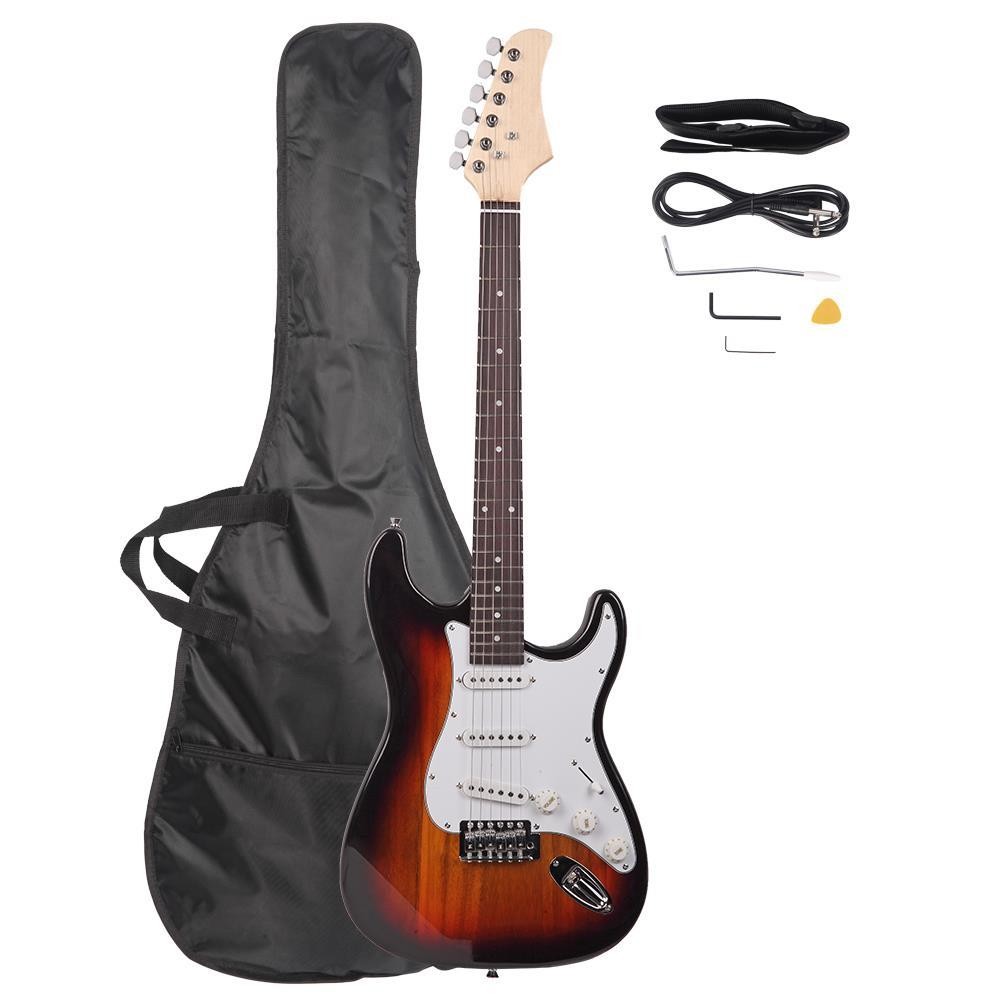 Solid Body Full-Size 39 ” GST Electric Guitar Beginner Starter Bag Cable Sunset