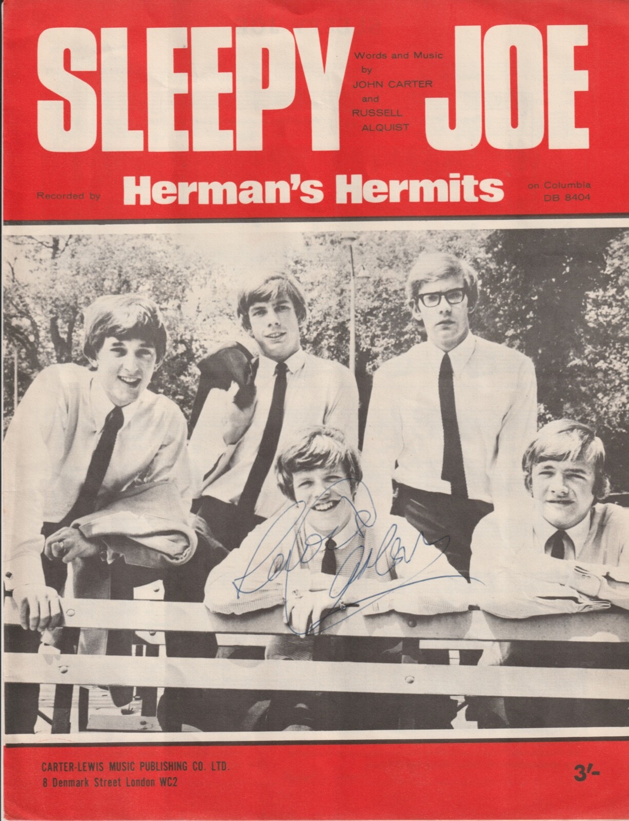 RARE Sleepy Joe Sheet Music HERMAN’S HERMITS 1964 from the United Kingdom