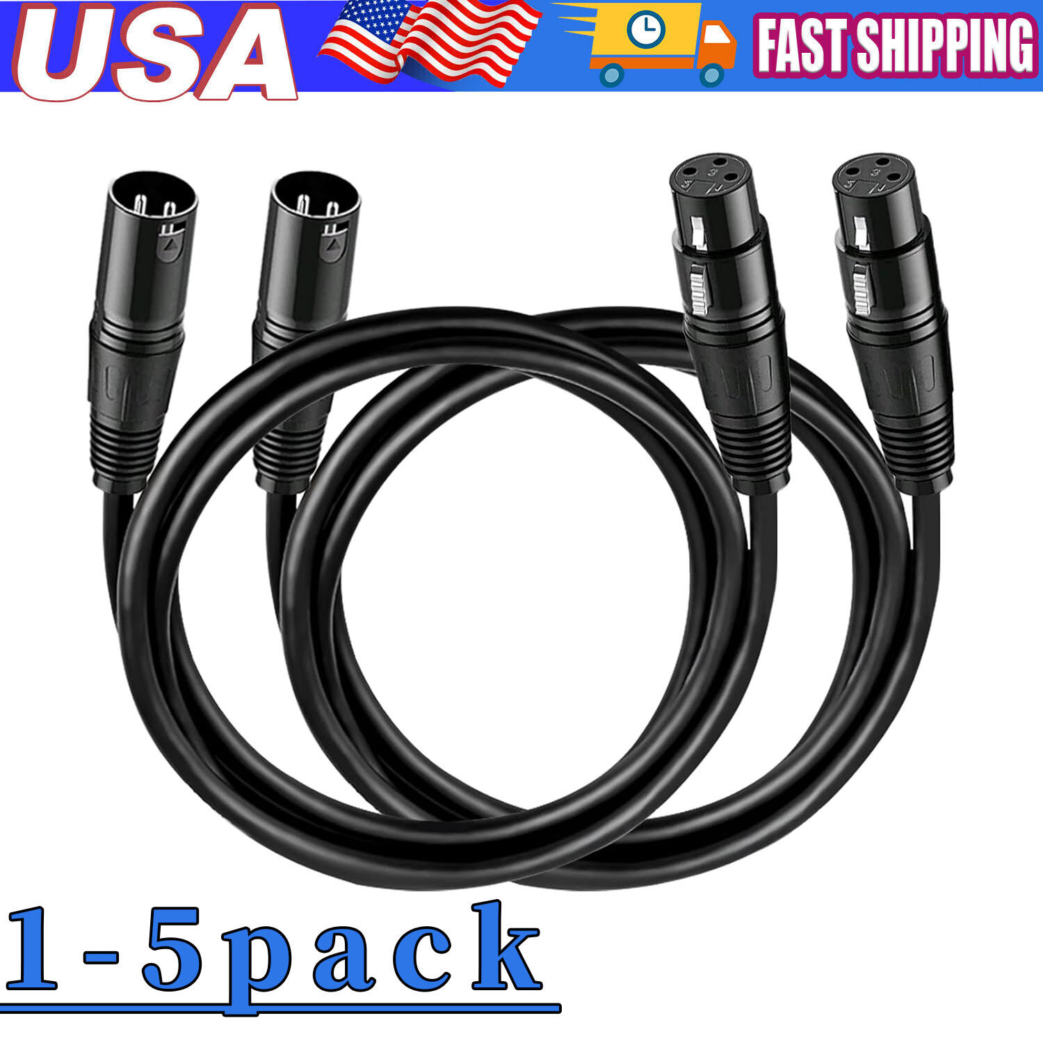 Premium XLR Male to Female All Sizes Microphone Cable Balanced 3 Pin Pro Grade