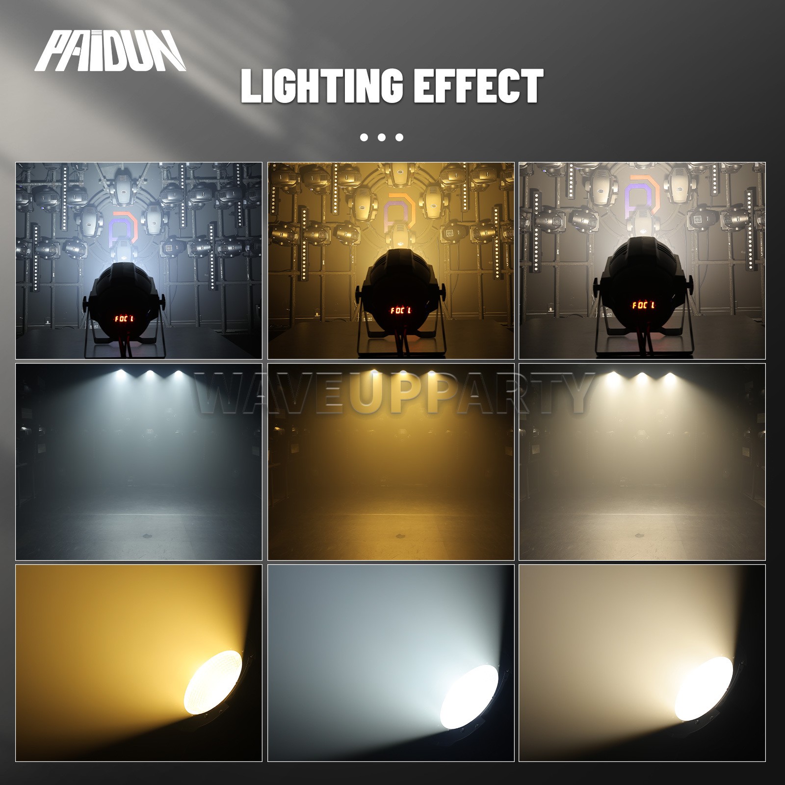 PAIDUN 200W COB LED Par Can Stage Light Warm&Cool White DJ Club Party Show Event