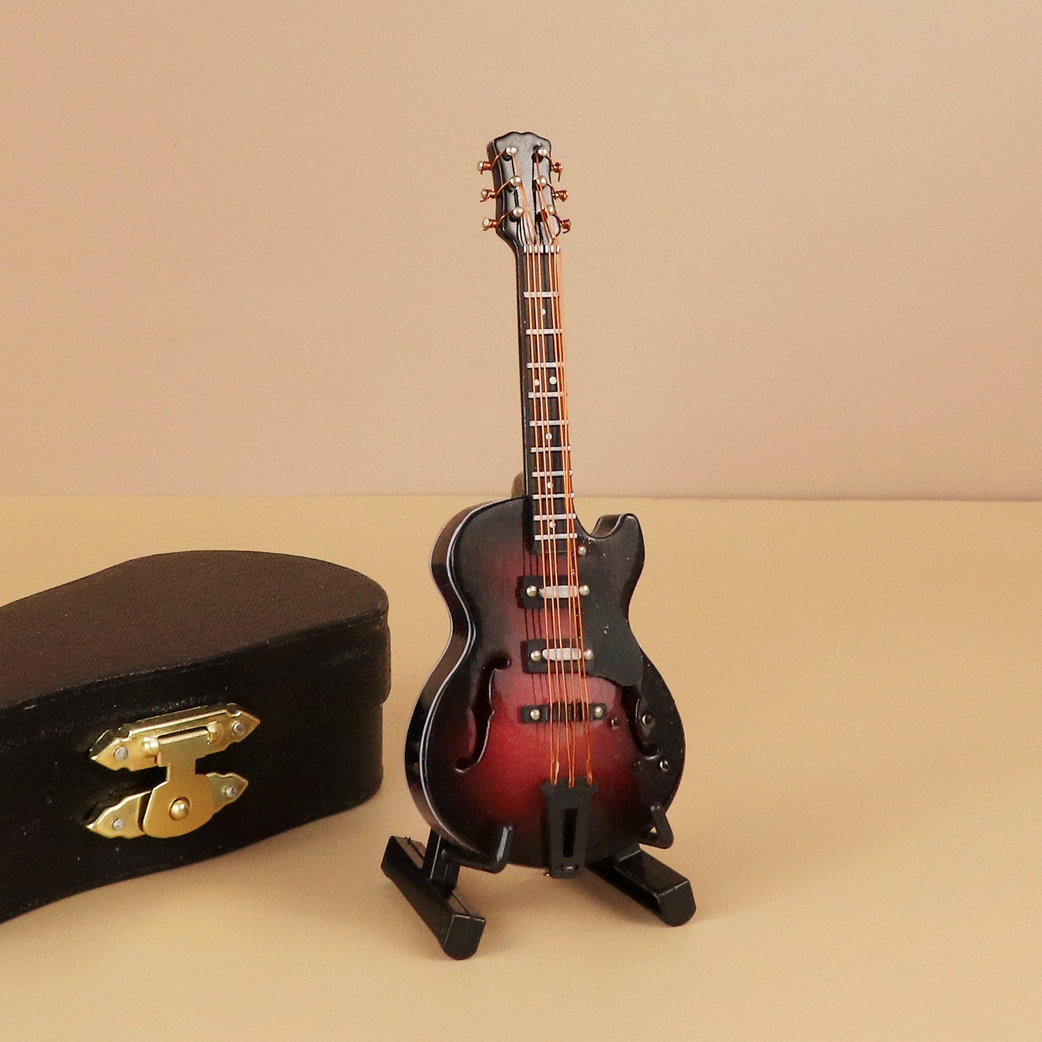 Electric Guitar and Bass Model Figurine, Mini Musical Instrument, 10cm
