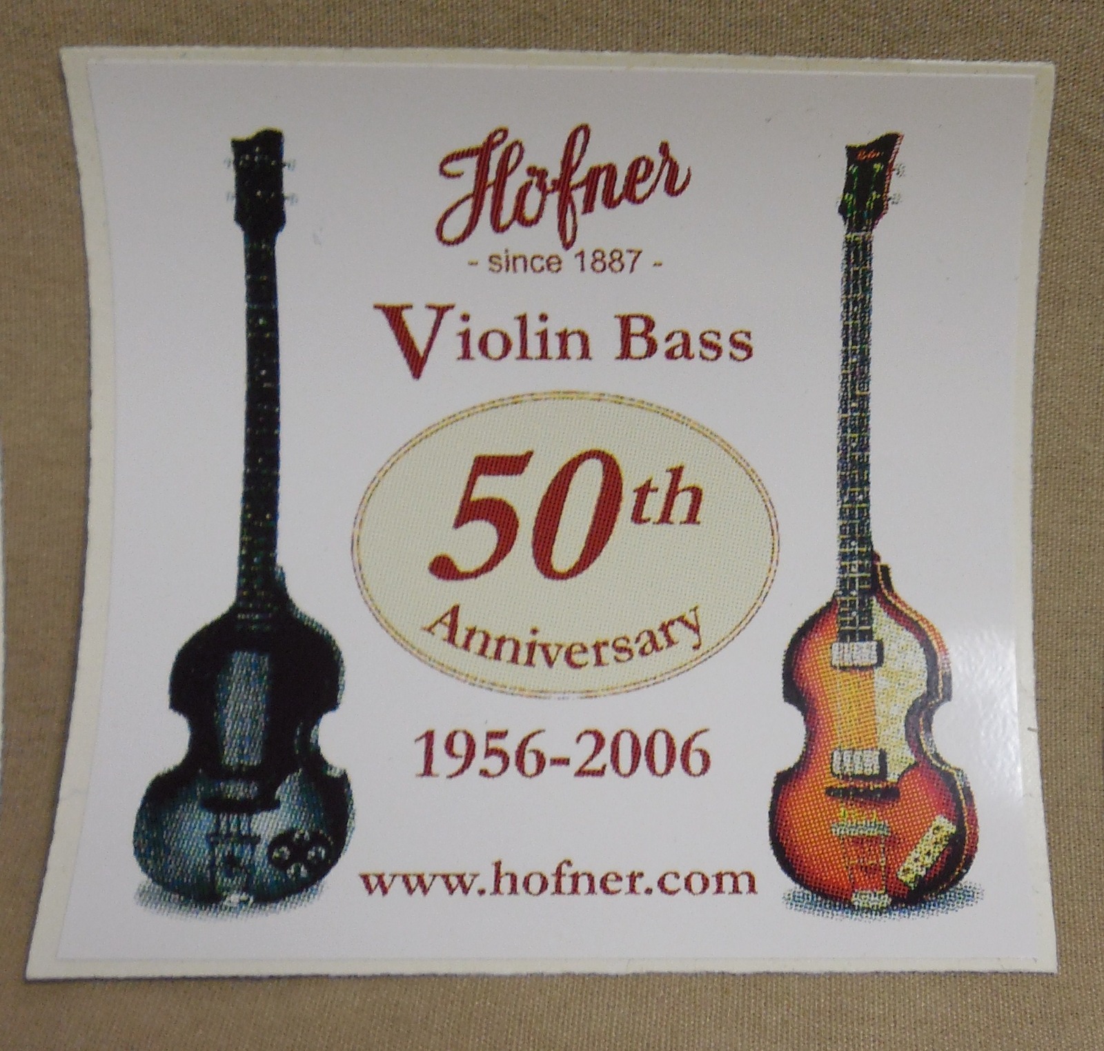 3 NEW HOFNER 50TH ANNIVERSARY HOFNER BASS GUITAR STICKERS 12 years old