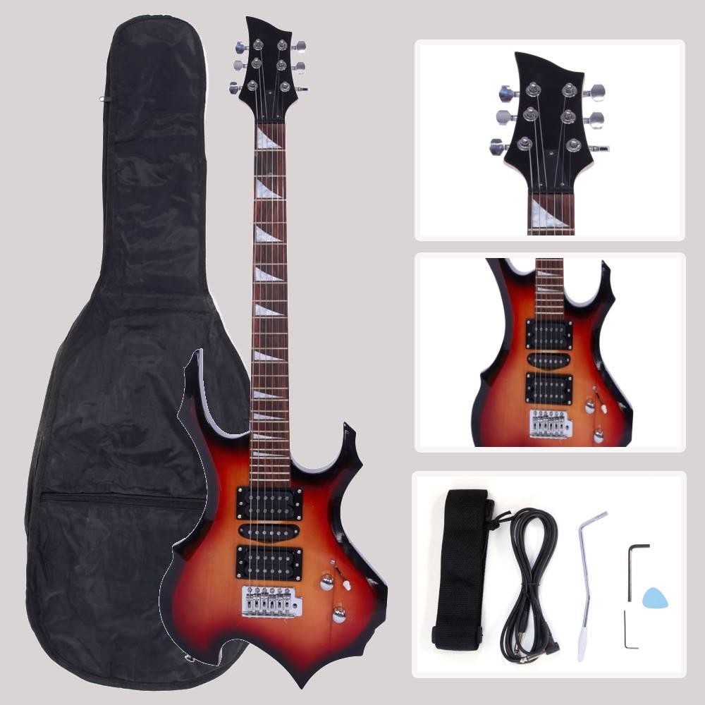 Flame Type Electric Guitar Kit 6 Strings + Guitar bag +Strap+Cord +Pick