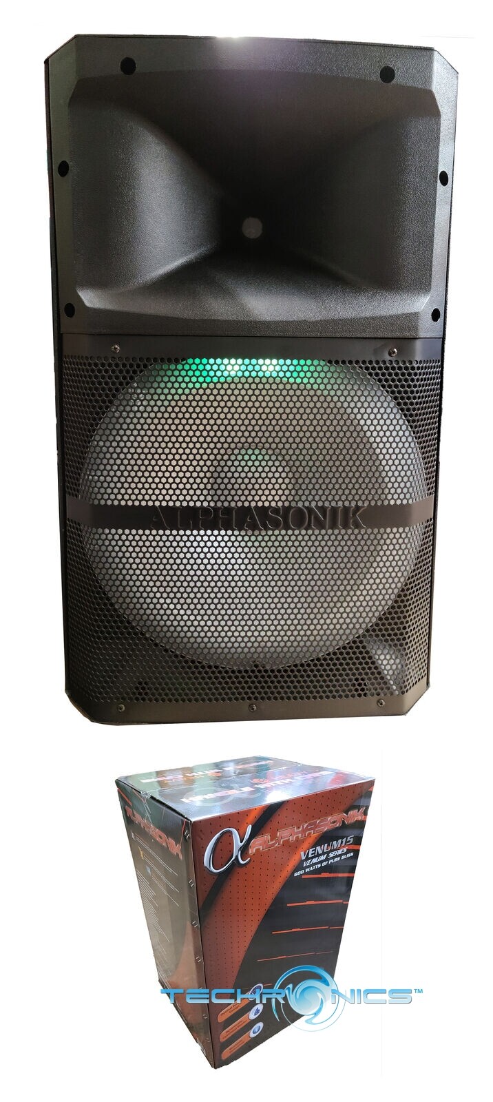 ALPHASONIK 15″ 1200W 8 OHM DJ SYSTEM BLUETOOTH USB SD AUX ANDROID IPHONE VENUM15