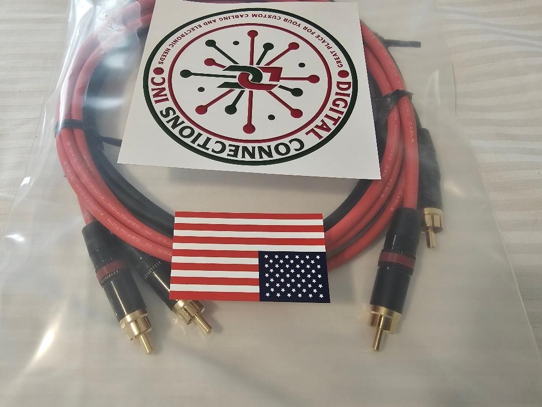 Mogami 2964 HIFI 75 Ohm Dual Superflexible Cable w/ Neutrik Gold RCA.
