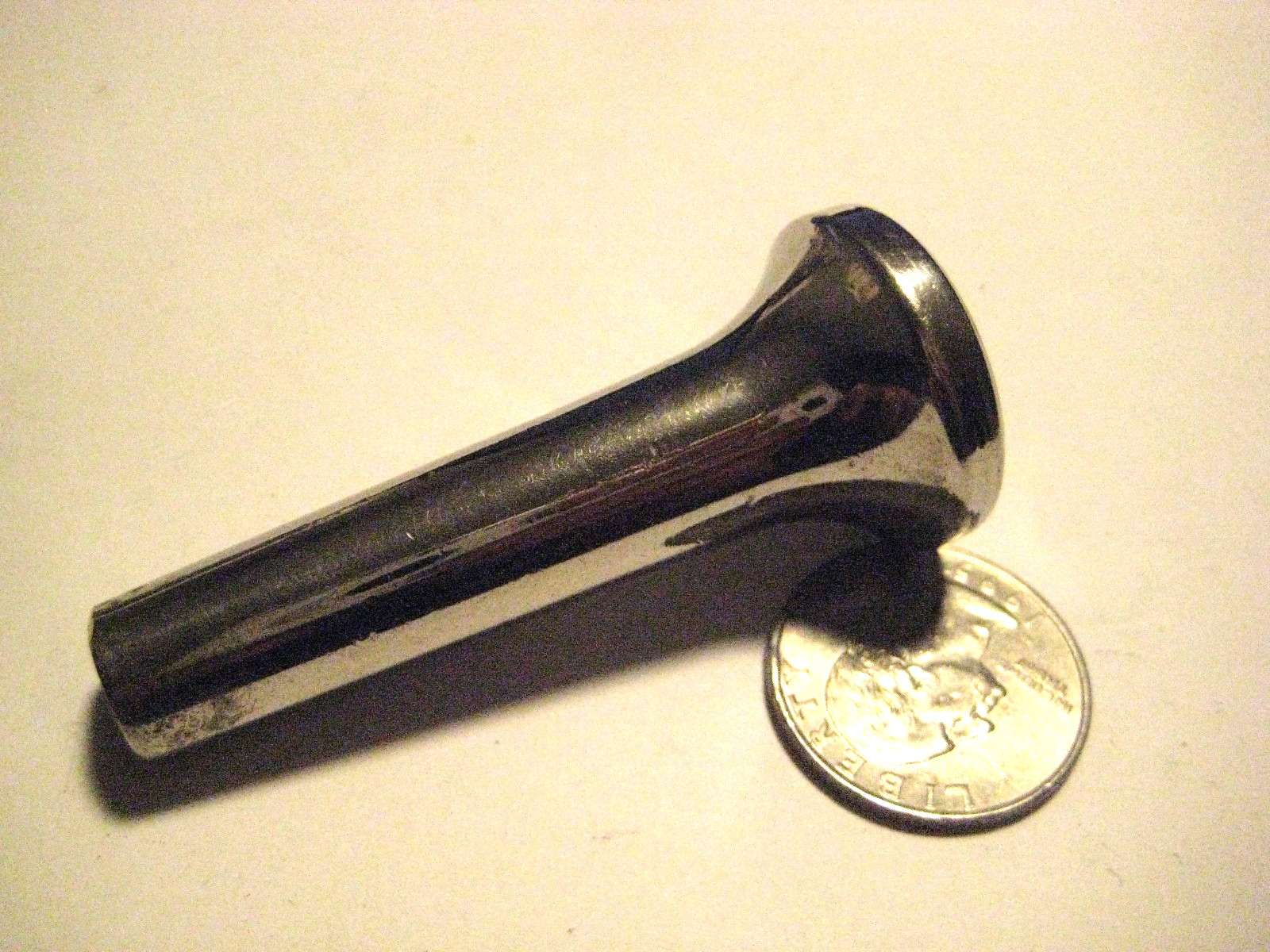 Vintage Unknown Silver Plated French Horn? Mouthpiece 2 7/16″ Long Good Cond.