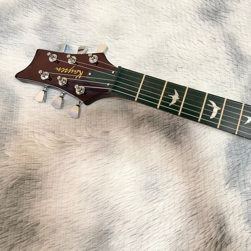 Full Size Amber PRS Electric Guitar HH Pickups Bird Fretboard Inlays