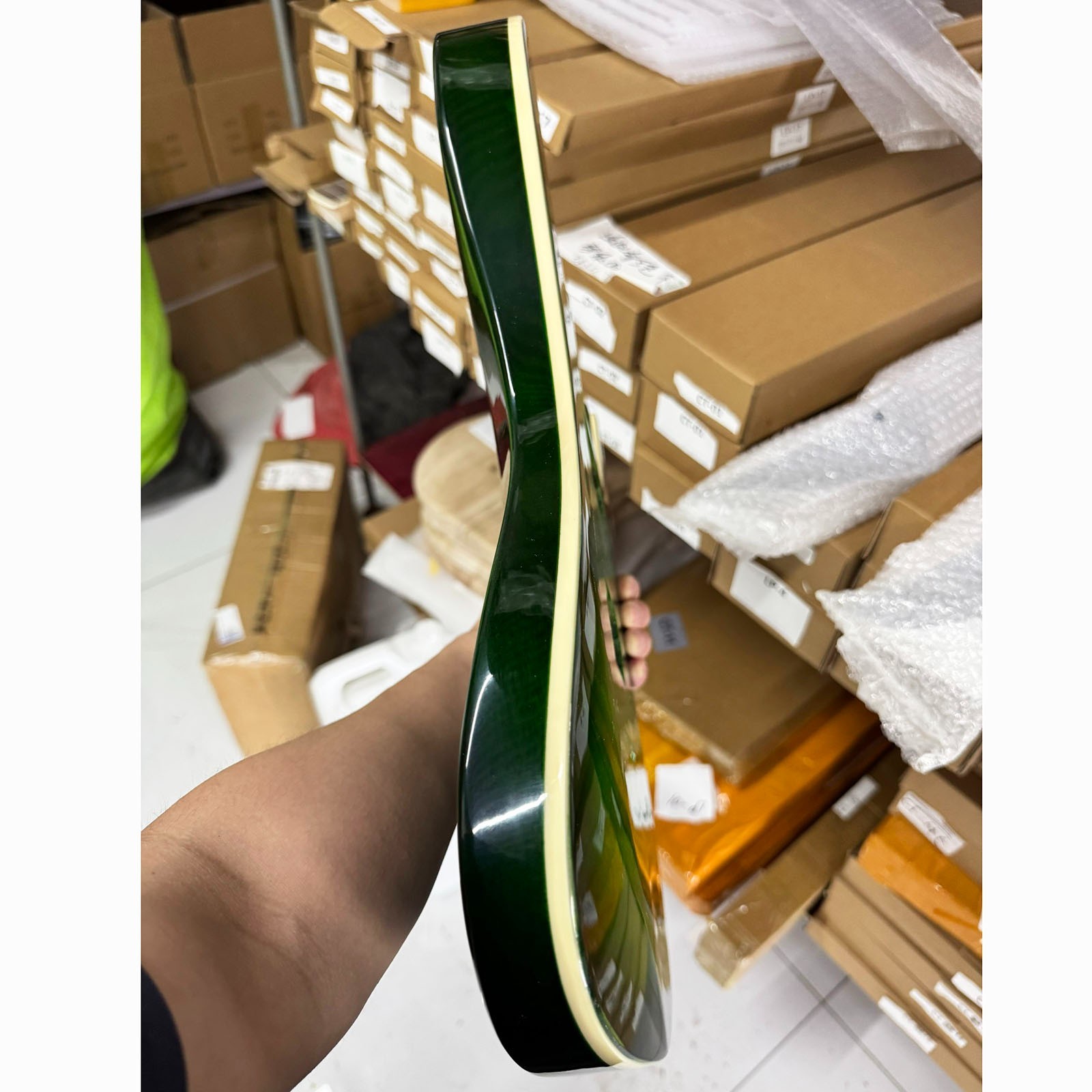 Green Gradient Flame Maple HH Guitar Body Basswood 24-Fret 25.5″ Neck DIY