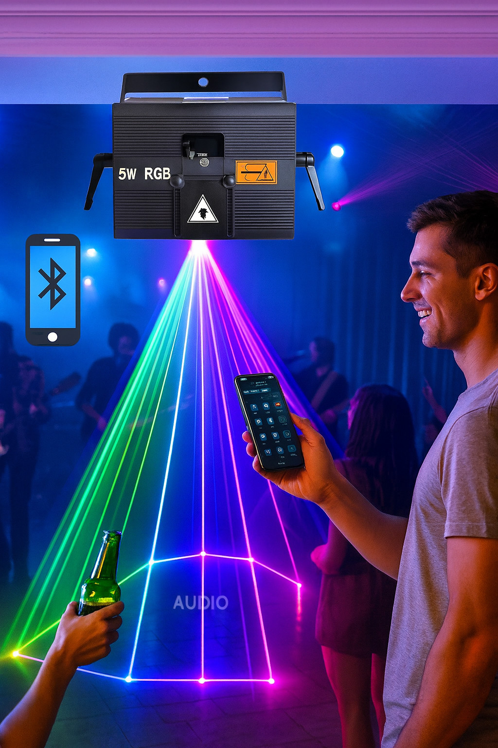 5W iOS Android App RGB Animation DMX iLDA DJ Party Stage Projector Laser Lights