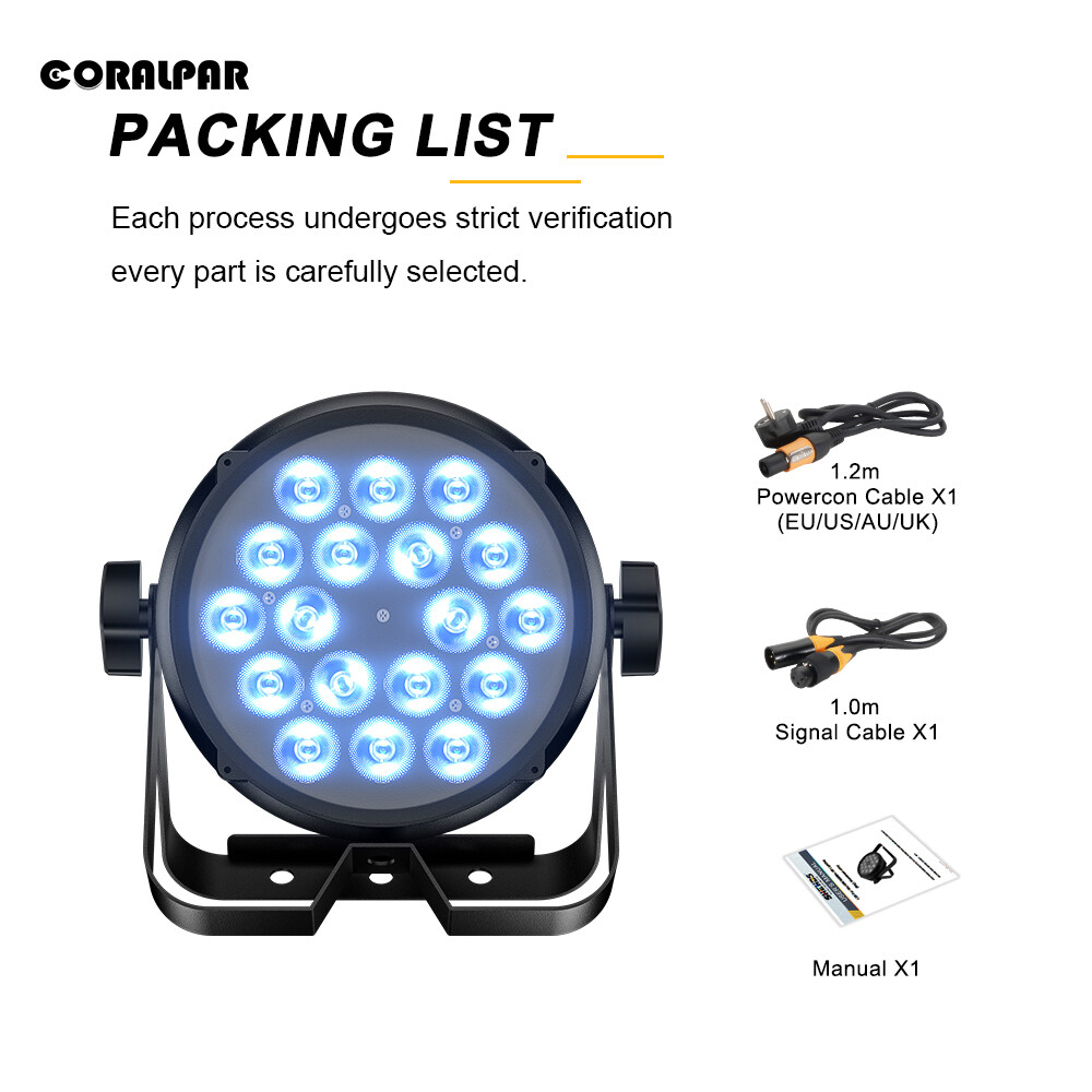 SHEHDS Upgrade version 18x12W RGBWA+UV 6in1 Waterproof IP65 Outdoor LED Flat Par