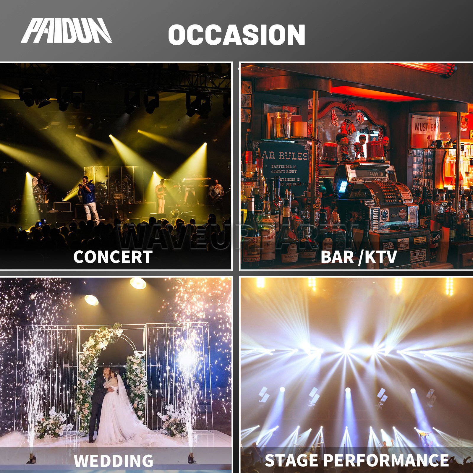 PAIDUN 200W COB LED Par Can Stage Light Warm&Cool White DJ Club Party Show Event