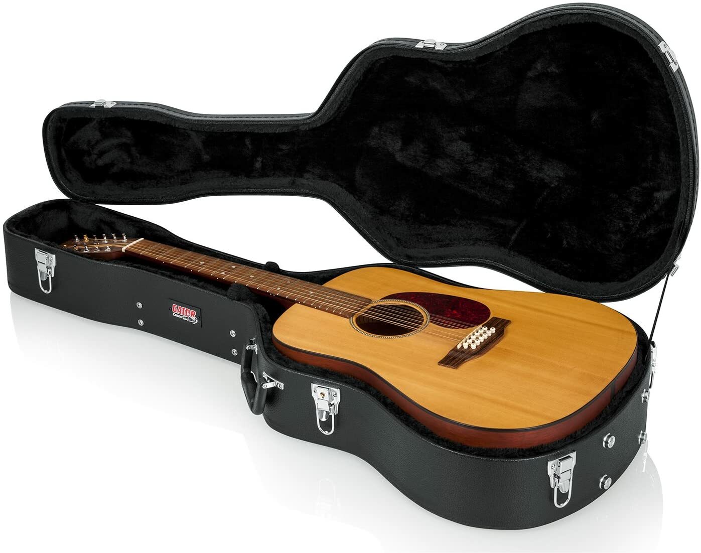 Gator Cases Hard-Shell Wood Case for 6 or 12 String Acoustic Dreadnought Guitars