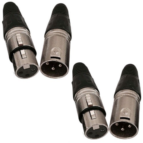 4 Pack XLR 3-Pin Male & Female Audio Mic Microphone Cable Connector Plug