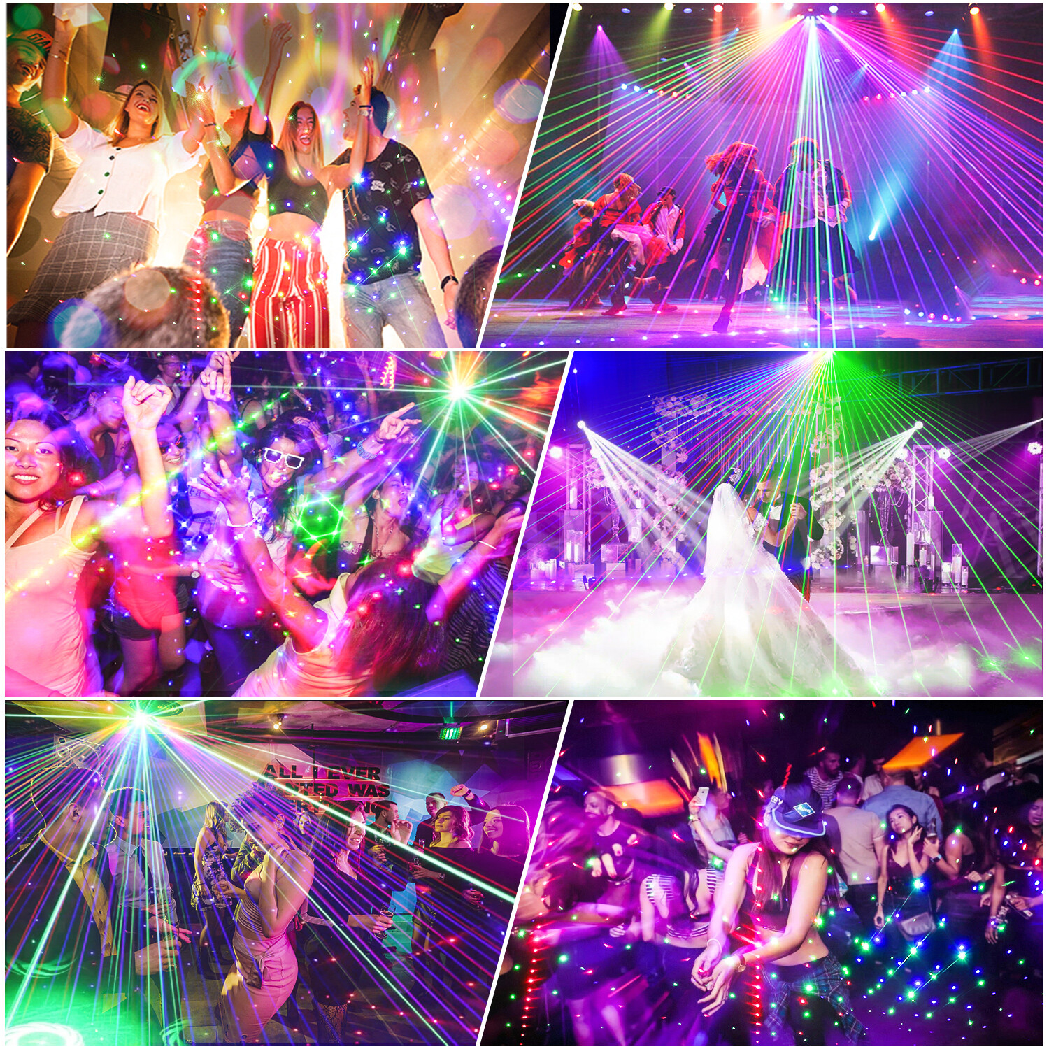 9-Eyes Laser Light DMX RGB DJ Projector Sound-Activated Stage Lighting W/Remote