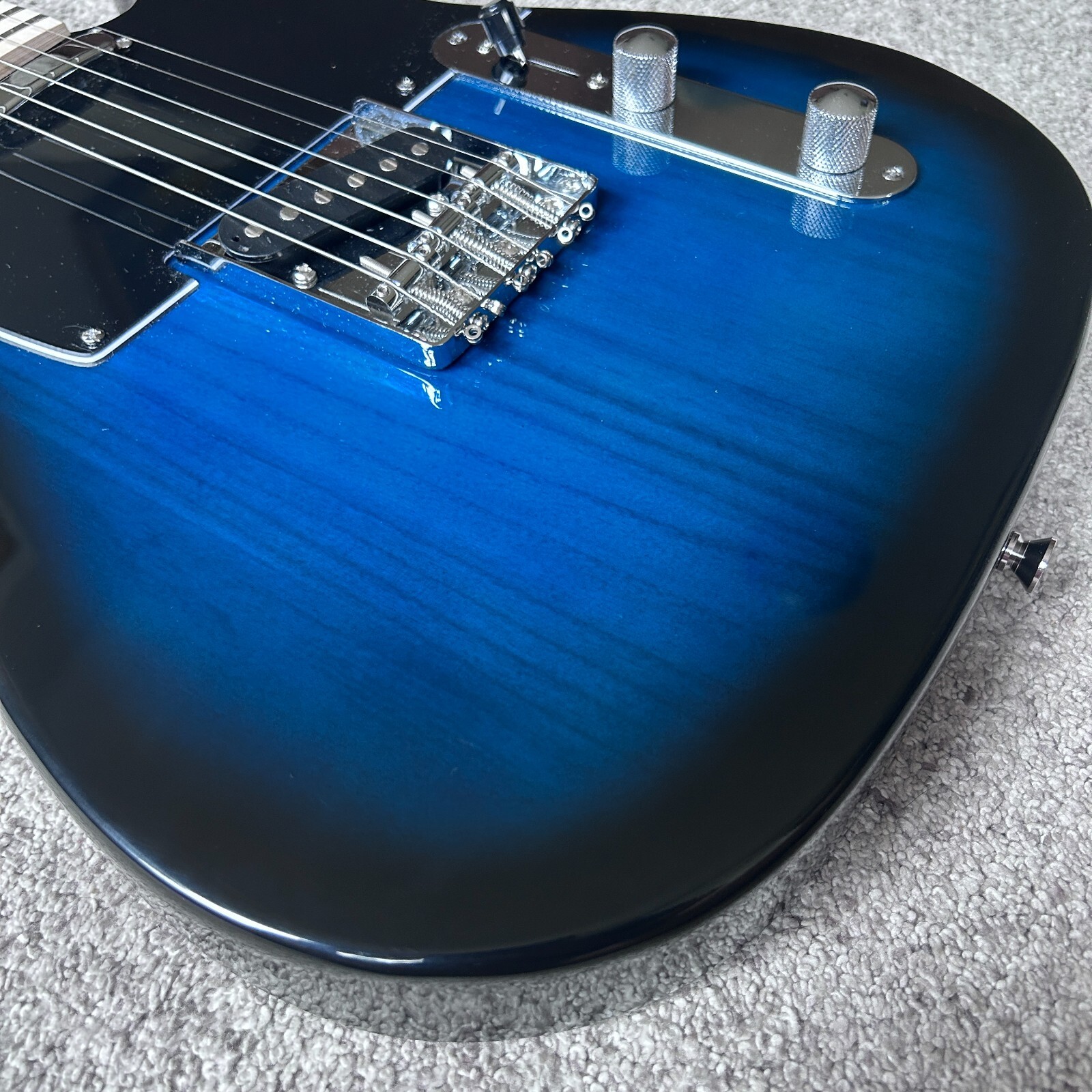 Trans Blue Tele Style Electric Guitar with Maple Neck and Accessories, Full-Size