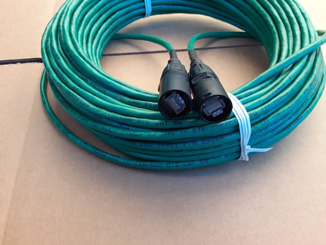 50 FT PRO CAT5E Tactical Shielded w/Neutrik Ethercon RJ45 Digital Audio Cable