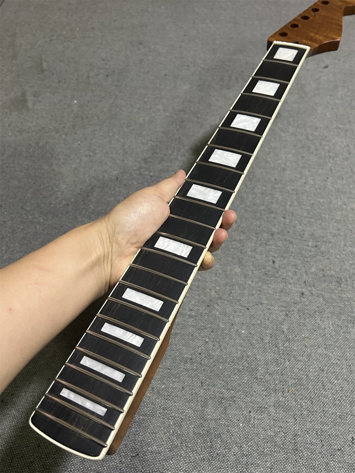 AAAA 22fret Ebony block inlay Roasted Flame Maple guitar neck part