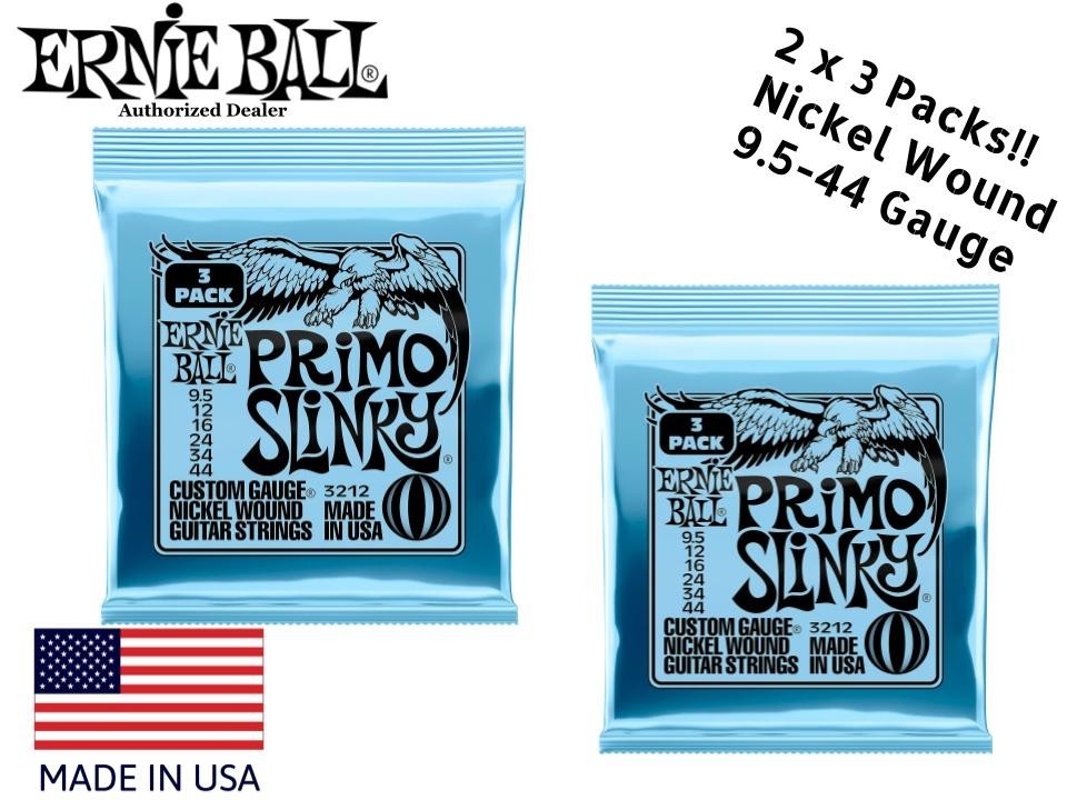 ** 6 PACK! ERNIE BALL PRIMO SLINKY ELECTRIC GUITAR STRINGS 3212 (2 x 3 PACKS) **