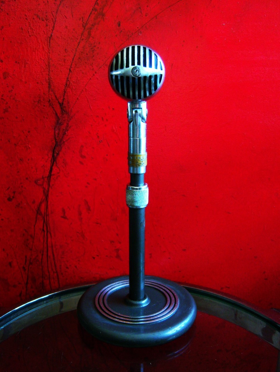 Vintage RARE 1930’s Shure 50C ribbon / 705A crystal microphone w S32D stand 708A