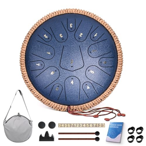 Steel Tongue Drum 13 Inch 15 Notes, C Major 432 13 Inch – Air Series Navyblue