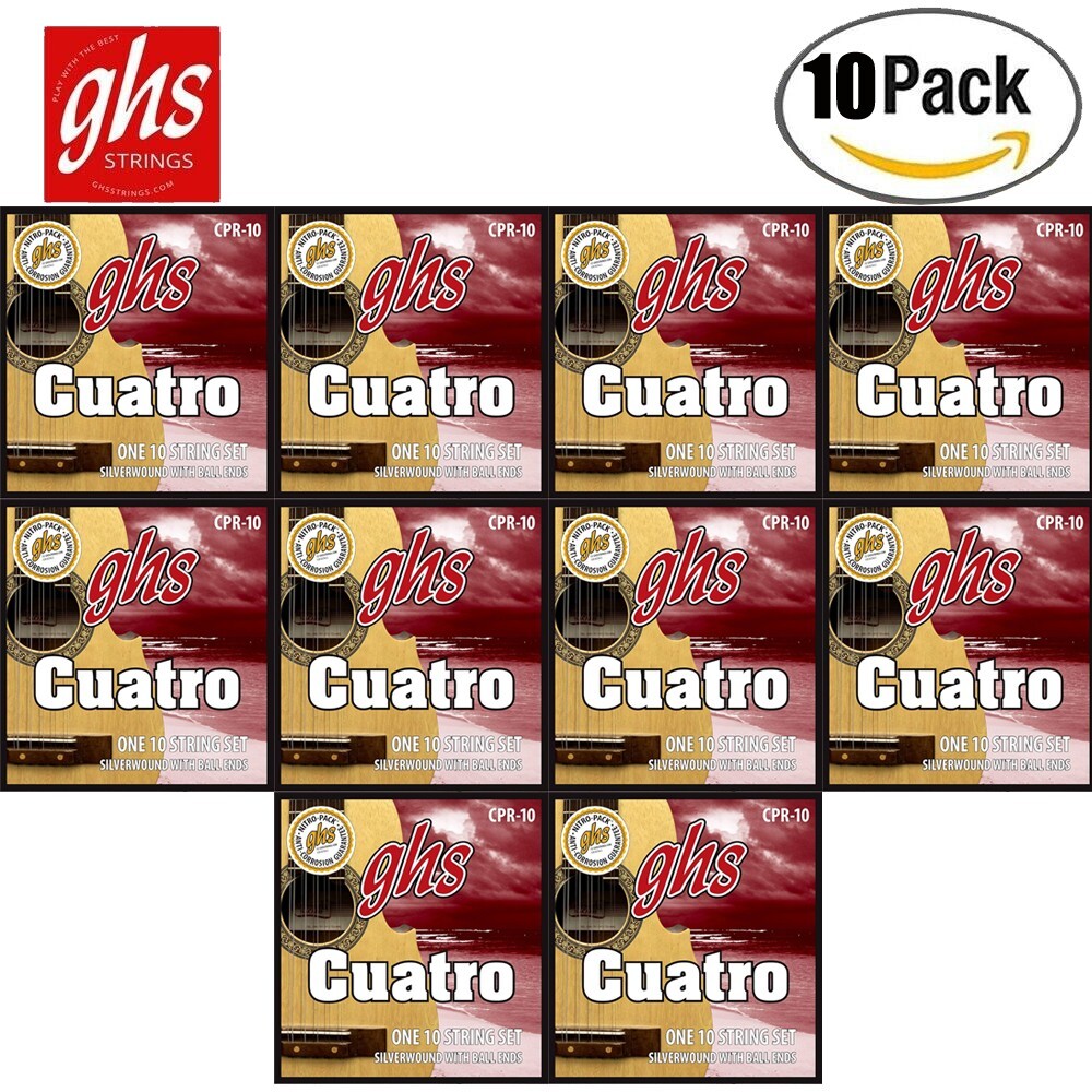 10-PACK GHS Strings CPR-10 Silver Wound Cuatro Puerto Rico String Set Ball End