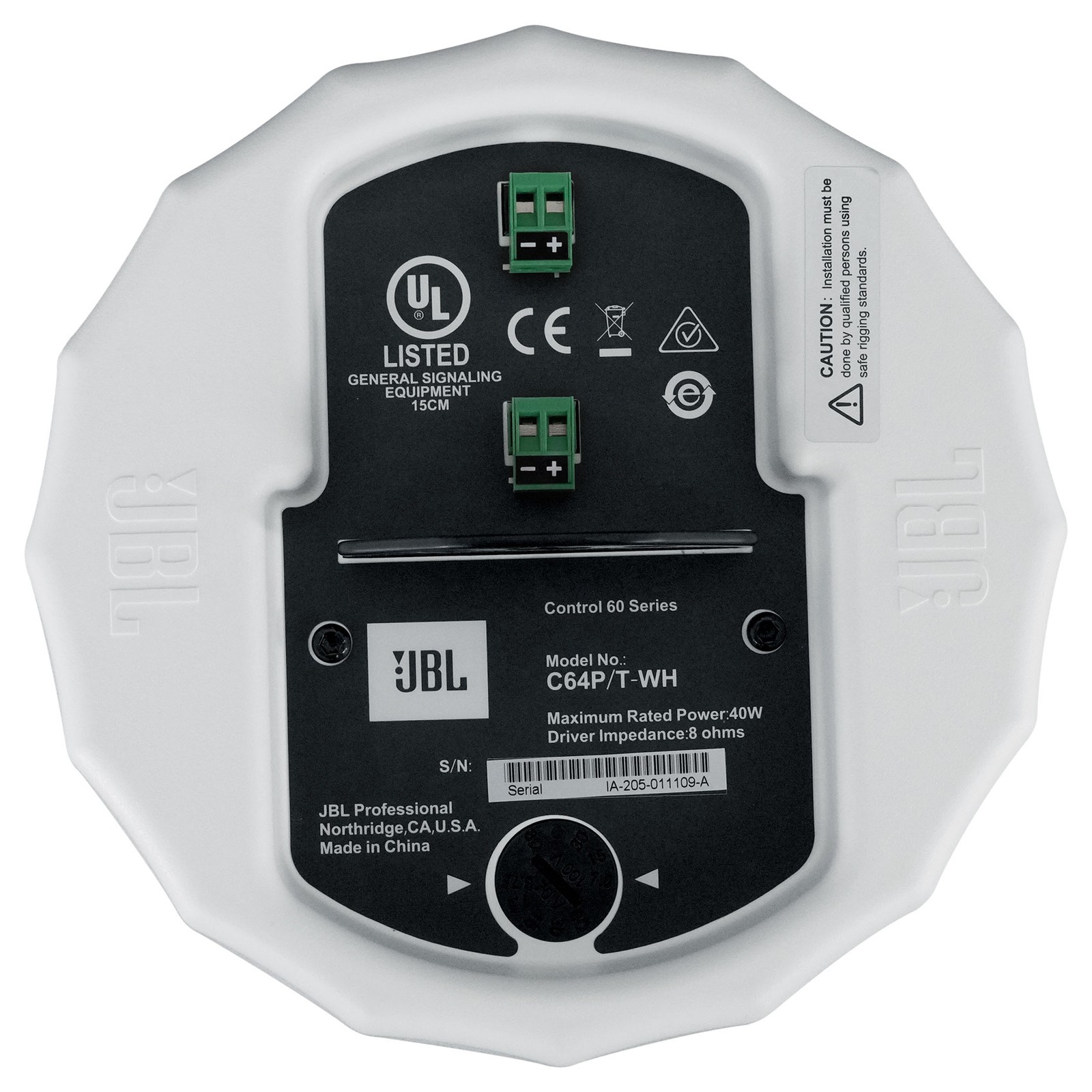 (12) JBL Control 64P/T 4″ 30w Commercial 70v Hanging Pendant Speakers+Amplifier