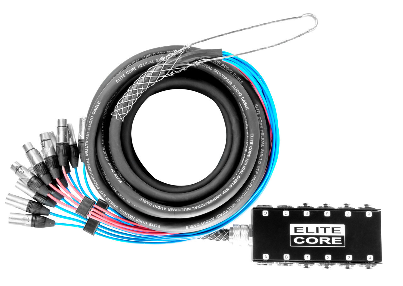 Elite Core 8 x 4 Channel 50 ft Stage Audio XLR Mic Snake w/box Send/Returns