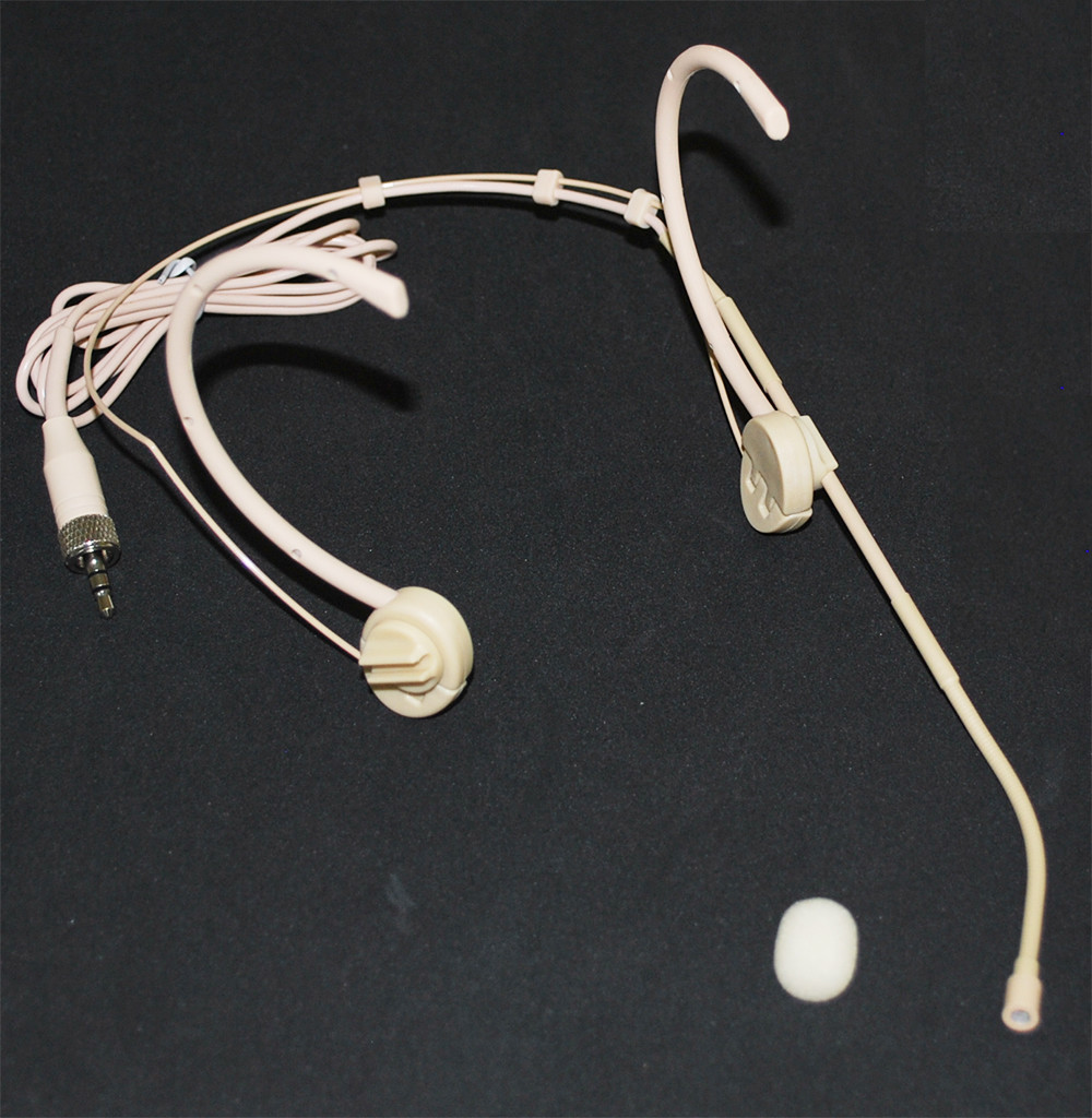 Foldable Earhook Headset Mic Headworn Microphone for Sennheiser Wireless Beige
