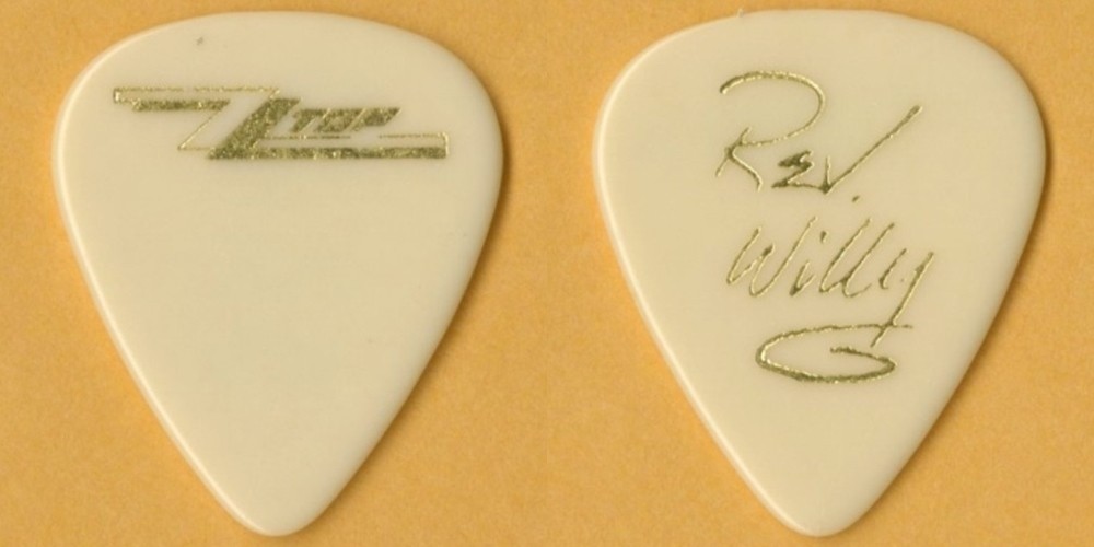 ZZ Top 1983 Eliminator concert tour Billy Gibbons Rev. WIlly stage Guitar Pick