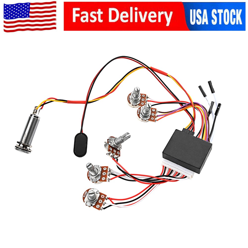 3 Band Active Electric Bass EQ Equalizer Preamp Circuit Harness with Jack USA