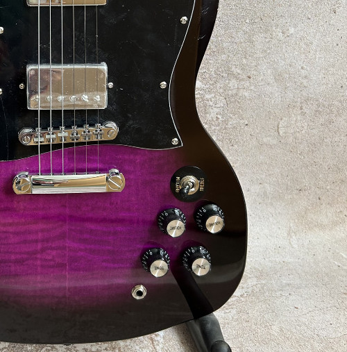 Hot Selling SG Purple Electric Guitar HH Pickups Mahogany Body 22 Frets