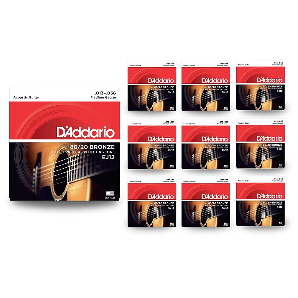 D’Addario EJ12 80/20 Bronze Medium Acoustic Guitar Strings 10 Pack