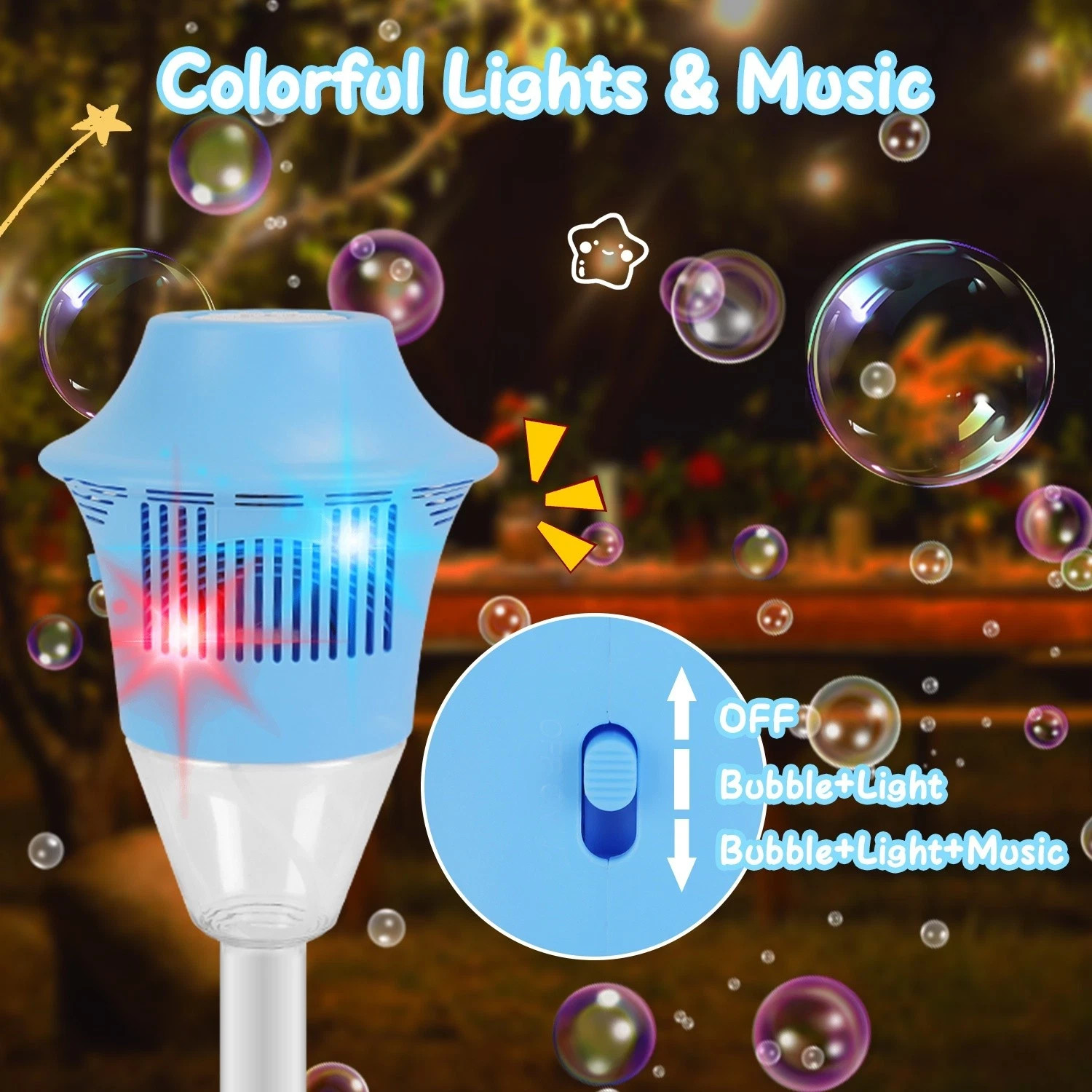 1Pack Standing Bubble Machines with Colorful Lights & Music Kids Bubble Maker