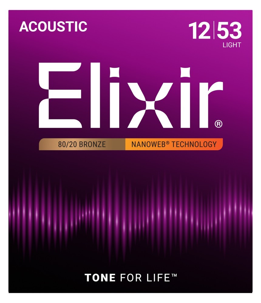 3 SETS Elixir 11052 Nanoweb 80/20 Bronze Light Guitar Strings 12-53