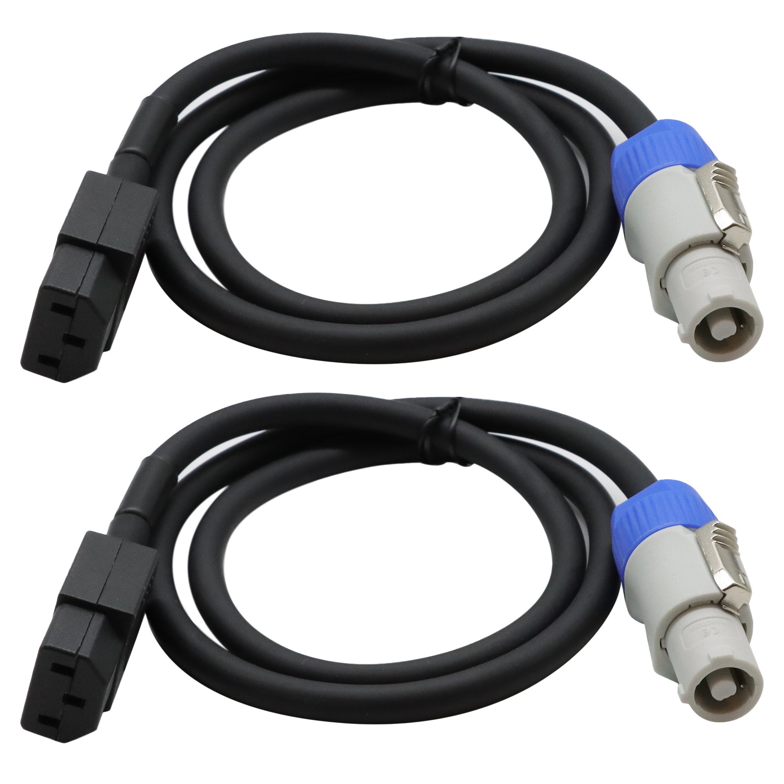 2PC 3ft 16AWG Stage Lighting Fixture PowerCon Gray to IEC-60320-C13 Power Cable