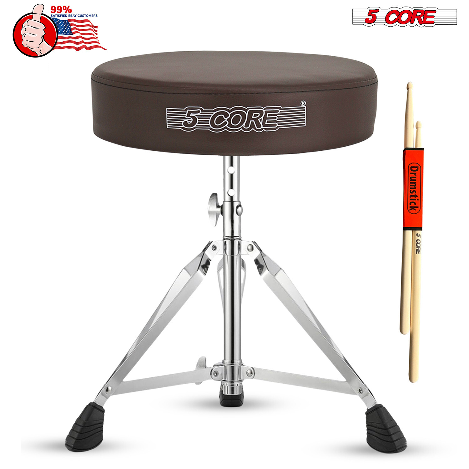 5Core Drum Throne Padded Adjustable Guitar Stool Drummer Seat for Adults & Kids