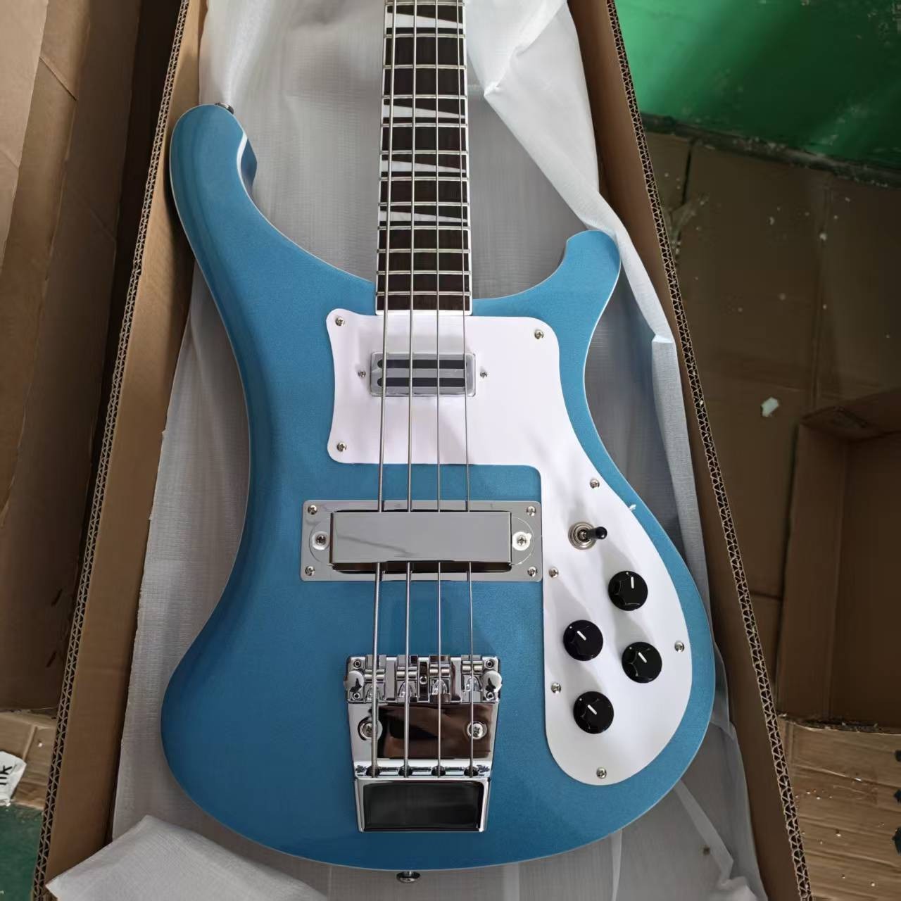 Custom RIC 4003 “Blue Boy” 4Strings Electric Bass Chrome Hardware 22Fret ShipUS