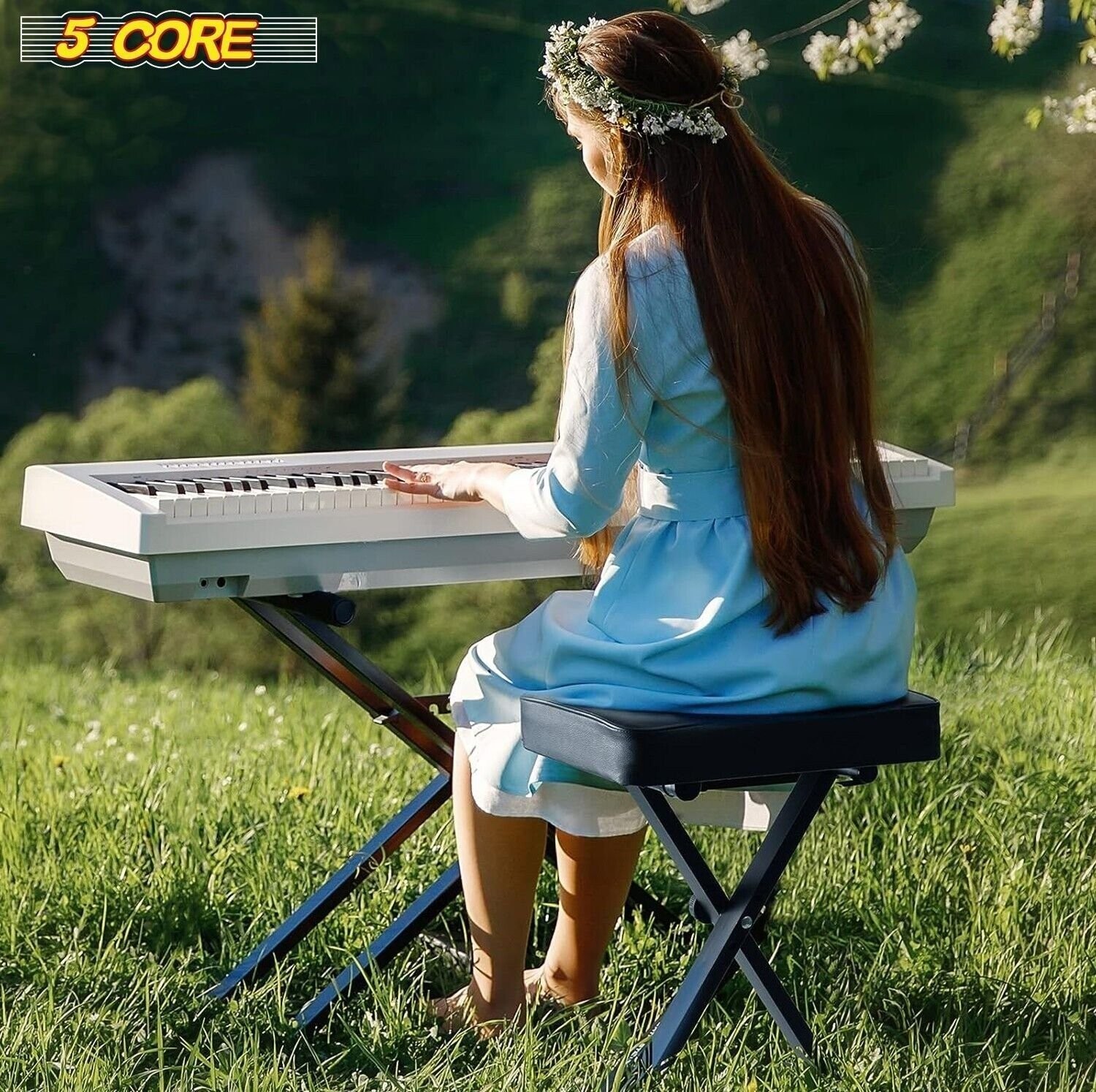 5CORE Keyboard Bench Piano Stool Thick Padded Seat Height Adjustable Keyboard Ch