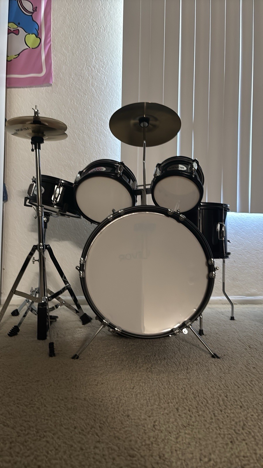 VEVOR Acoustic Drum Kit Set w/ Bass Drum, Rack Tom, Floor Tom, Stand, Sticks