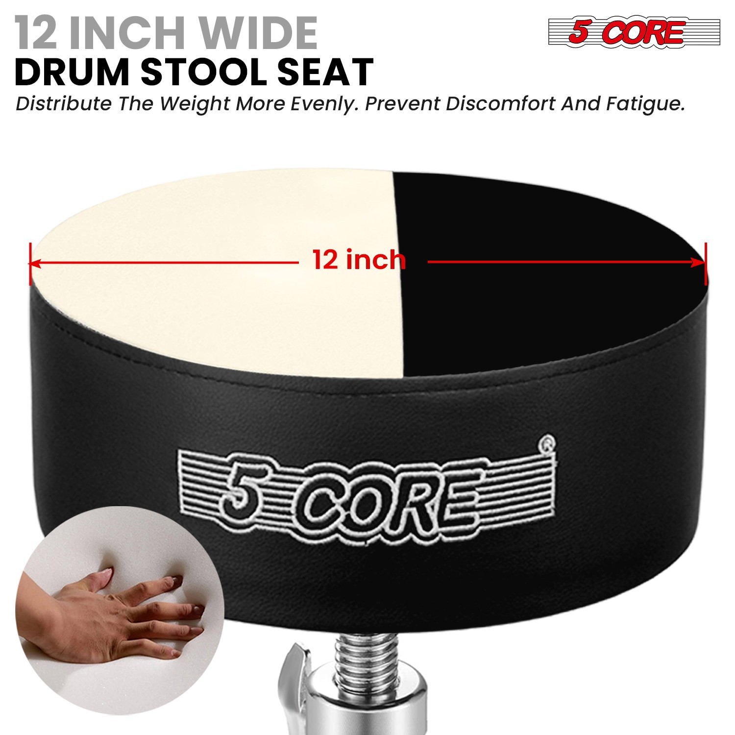 5Core Drum Throne Padded Guitar Stool Swivel Adjustable Drummer Seat Music Chair