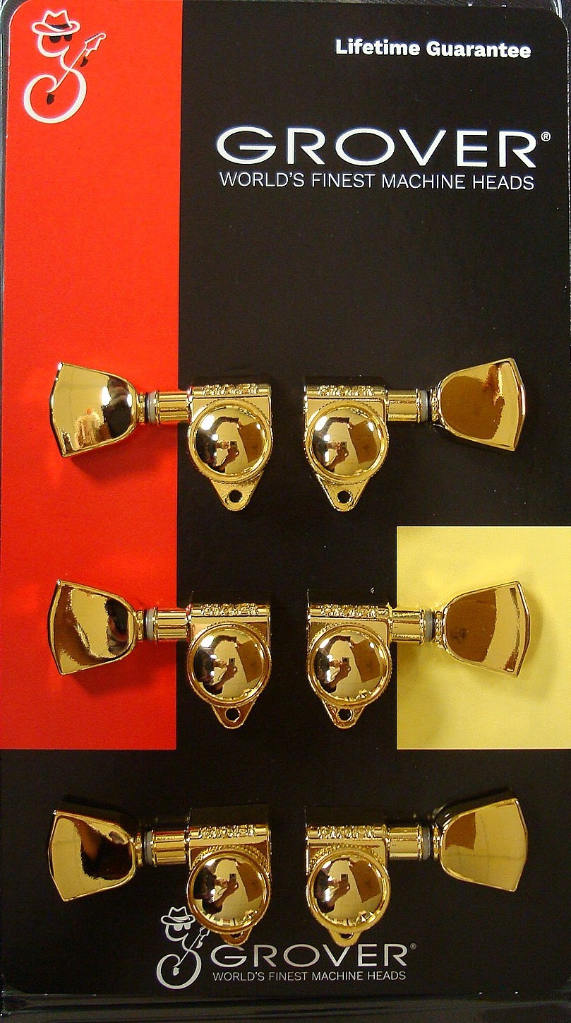 Grover 502GK Rotogrip Locking Rotomatic Tuners, 3 +3, Keytsone Button, Gold