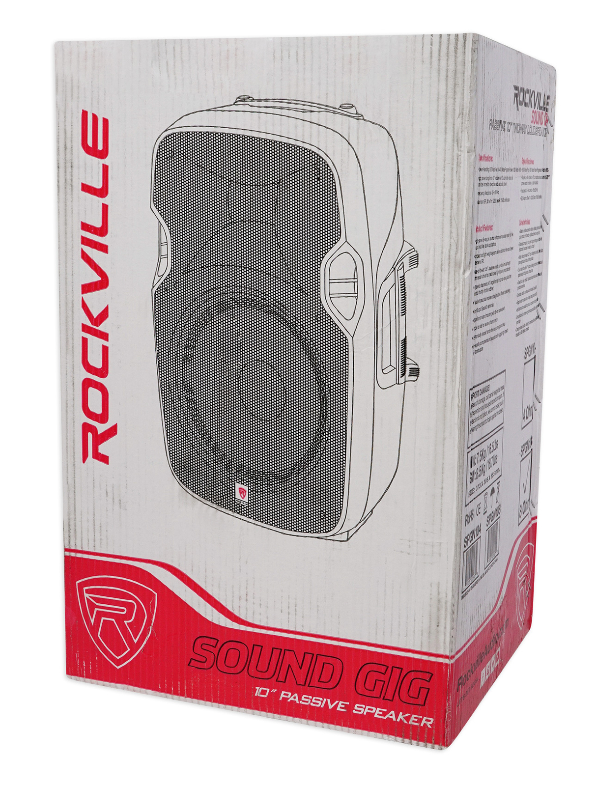 2 Rockville SPGN108 10″ Passive 800W DJ PA Speakers ABS Lightweight Cabinet 8ohm