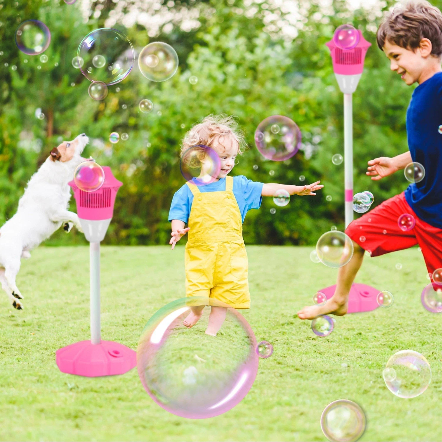 1Pack Standing Bubble Machines with Colorful Lights & Music Kids Bubble Maker