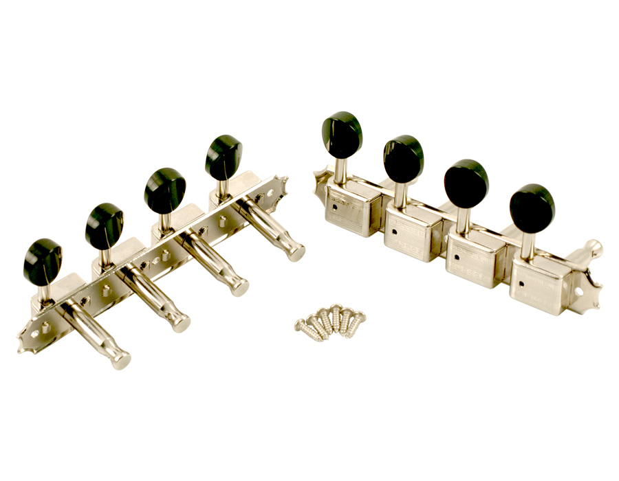 Kluson Supreme A Type Nickel Mandolin tuners, 18:1 Ratio, Black Buttons KTSM-A-N