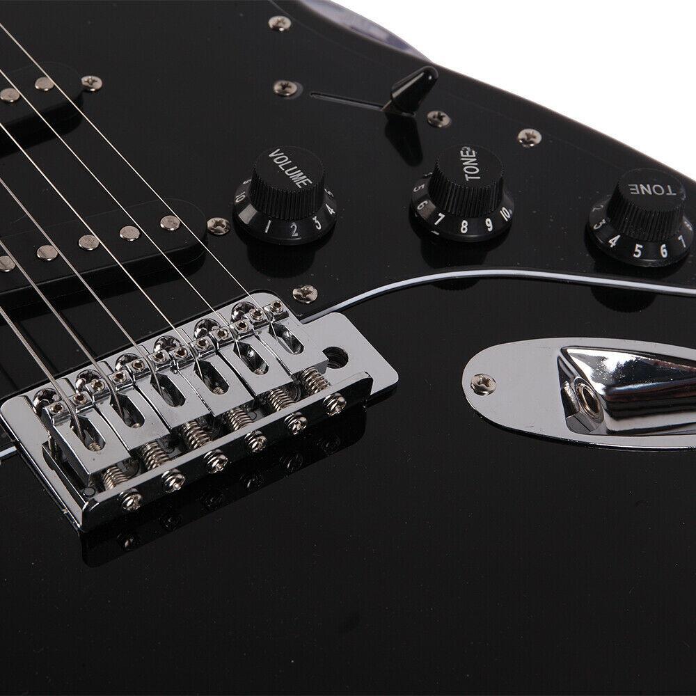 Glarry GST Stylish Basswood Black Electric Guitar Kit with Black Pickguard