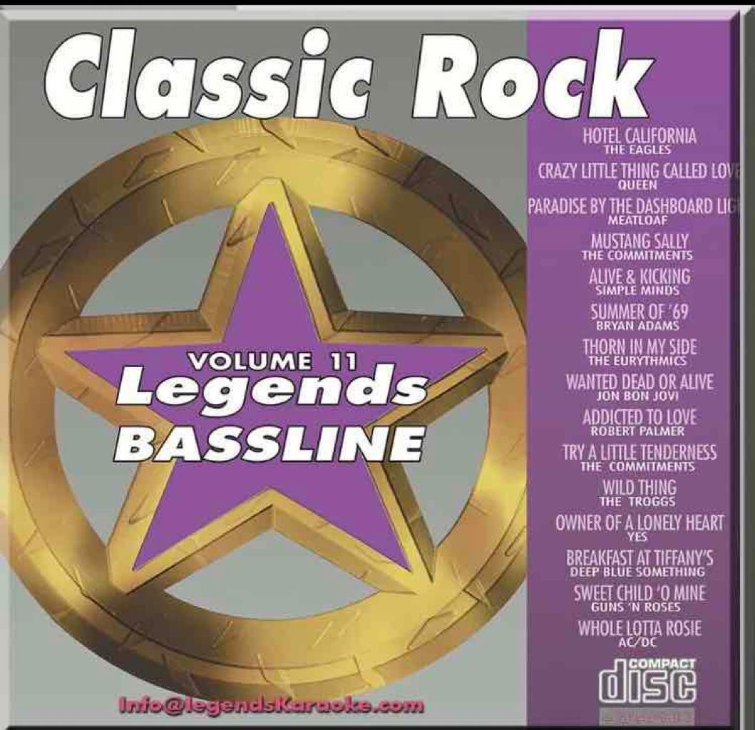 LEGENDS BASSLINE CLASSIC ROCK KARAOKE CDG DISC #11 queen eagles yes Bon Jovi !
