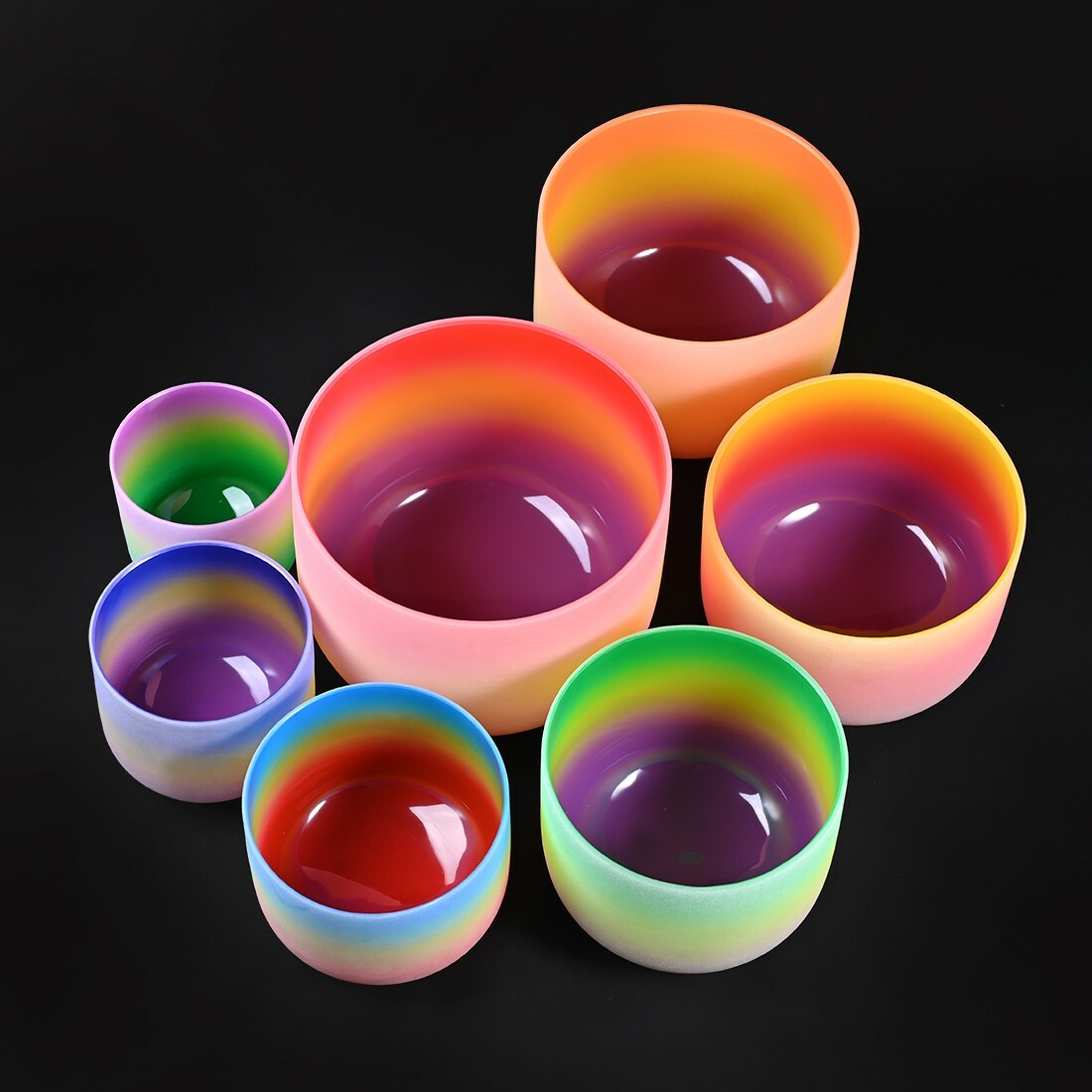 CVNC 432Hz 6-12″ 7 pcs Rainbow Color Quartz Crystal Singing Bowl Chakra Set Bag