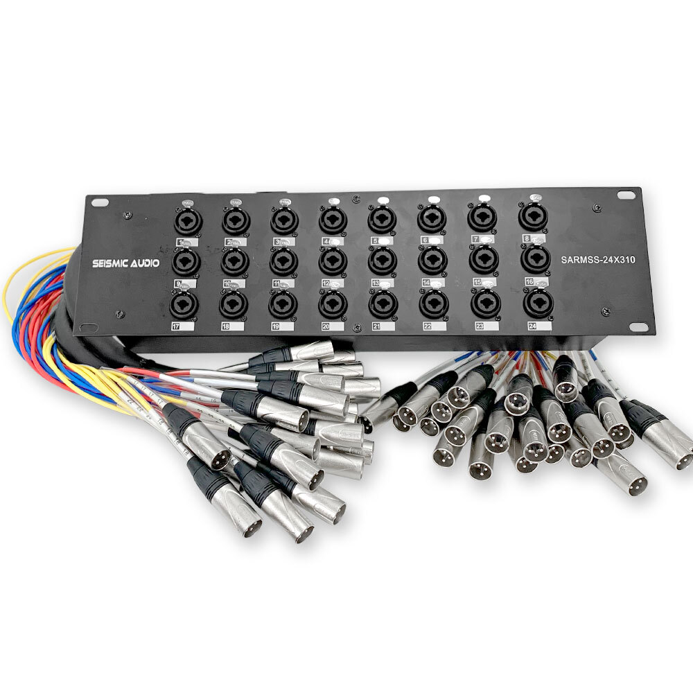 24 Channel Pro Audio XLR TRS Combo Splitter Snake Cable – 3′ and 10′ XLR trunks
