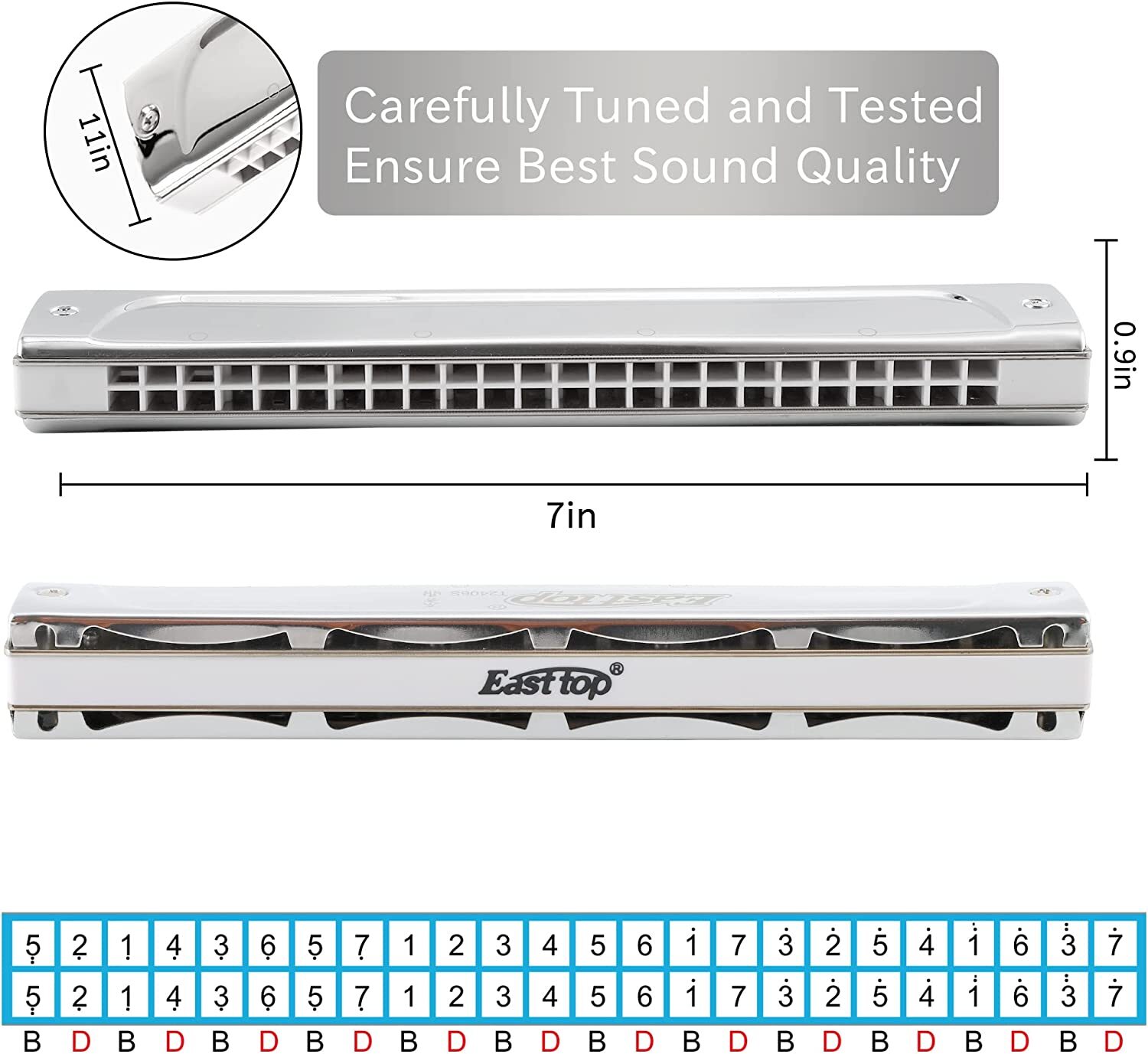 Easttop 24Holes Professional Tremolo Harmonica harmonica Tremolo Mouth Organ US