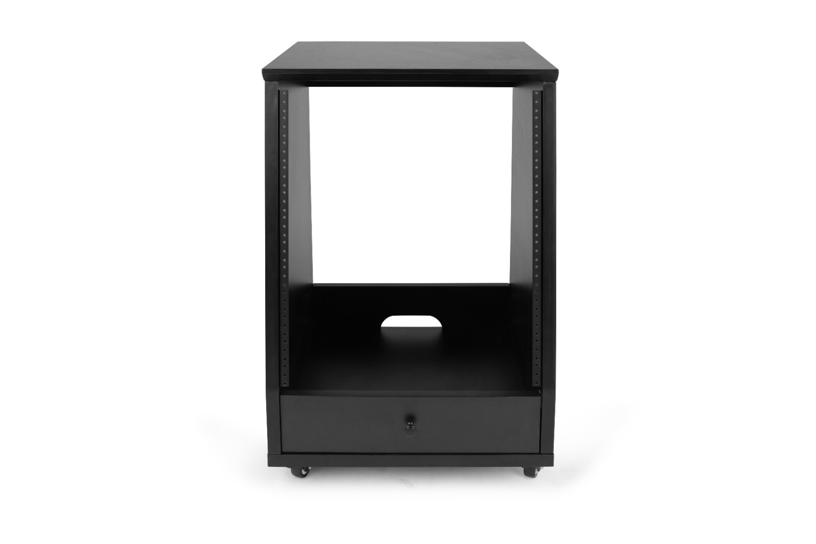 Gator Elite Series 12U Angled Studio Rack with Locking Casters – Black Finish